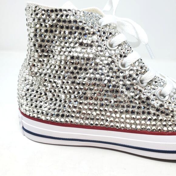 Custom Bling Converse All Star Chucks Wedding High Top Sneaker Rhinestone Size 7 - Picture 11 of 11